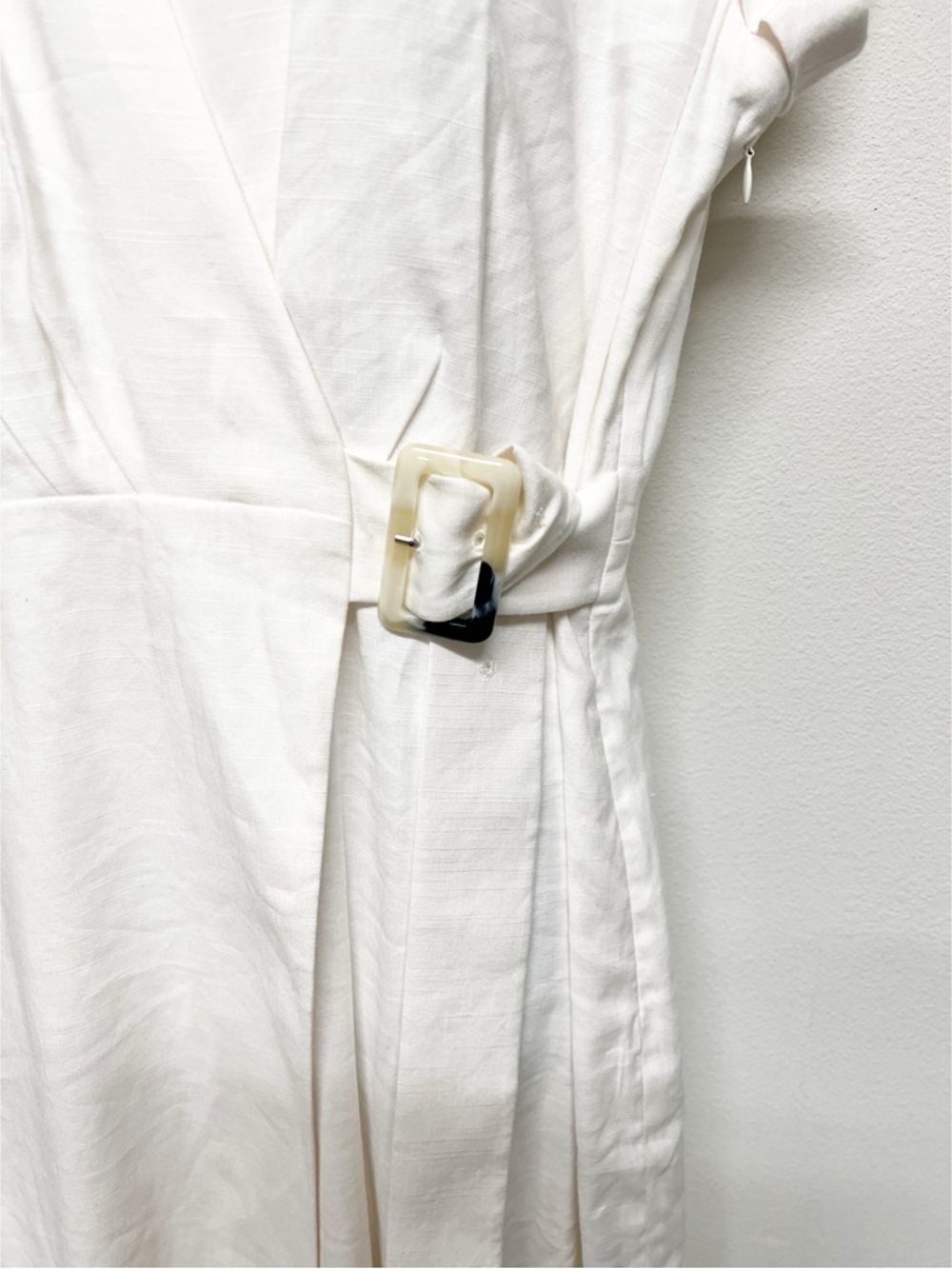 Veronica Beard Womens Off White Octavia Linen Blend Midi Belted Wrap Dress - Picture 5 of 10